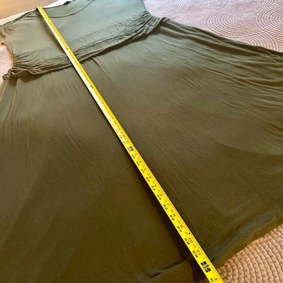 Torrid Women's 5 5X Dark Green Maxi Jersey Shirred Maxi Dress Short Sleeve - Picture 9 of 10